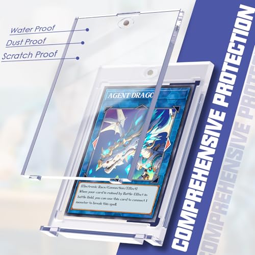 Homthy 4-Pack Magnetic Card Holders (35pt) with Stands – Acrylic Display Cases for Standard Trading Cards (MTG, YuGiOh, Sports)