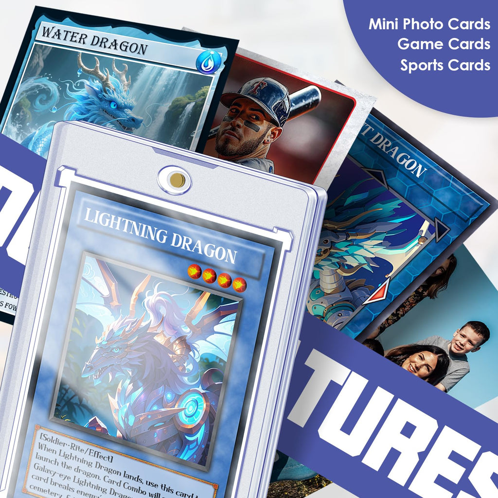 Homthy 4-Pack Magnetic Card Holders (35pt) with Stands – Acrylic Display Cases for Standard Trading Cards (MTG, YuGiOh, Sports)