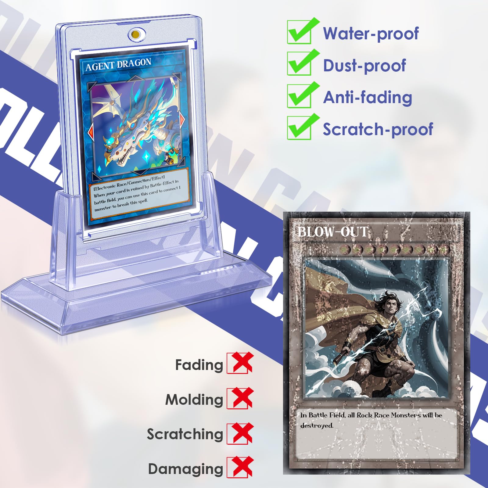 Homthy 4-Pack Magnetic Card Holders (35pt) with Stands – Acrylic Display Cases for Standard Trading Cards (MTG, YuGiOh, Sports)