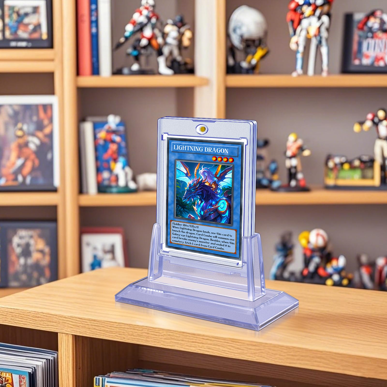 Homthy 4-Pack Magnetic Card Holders (35pt) with Stands – Acrylic Display Cases for Standard Trading Cards (MTG, YuGiOh, Sports)