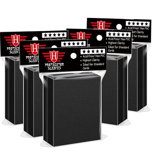 Homthy 500 Pack Black Trading Card Sleeves - Soft Penny Sleeves for MTG, Baseball, Sports Cards - Acid-Free Polypropylene Protectors