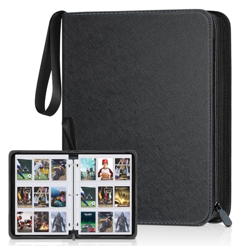 Homthy 900-Pocket 9-Slot Card Binder - Durable Leather Album for Trading Cards, Sports Cards, MTG, TCG, Black