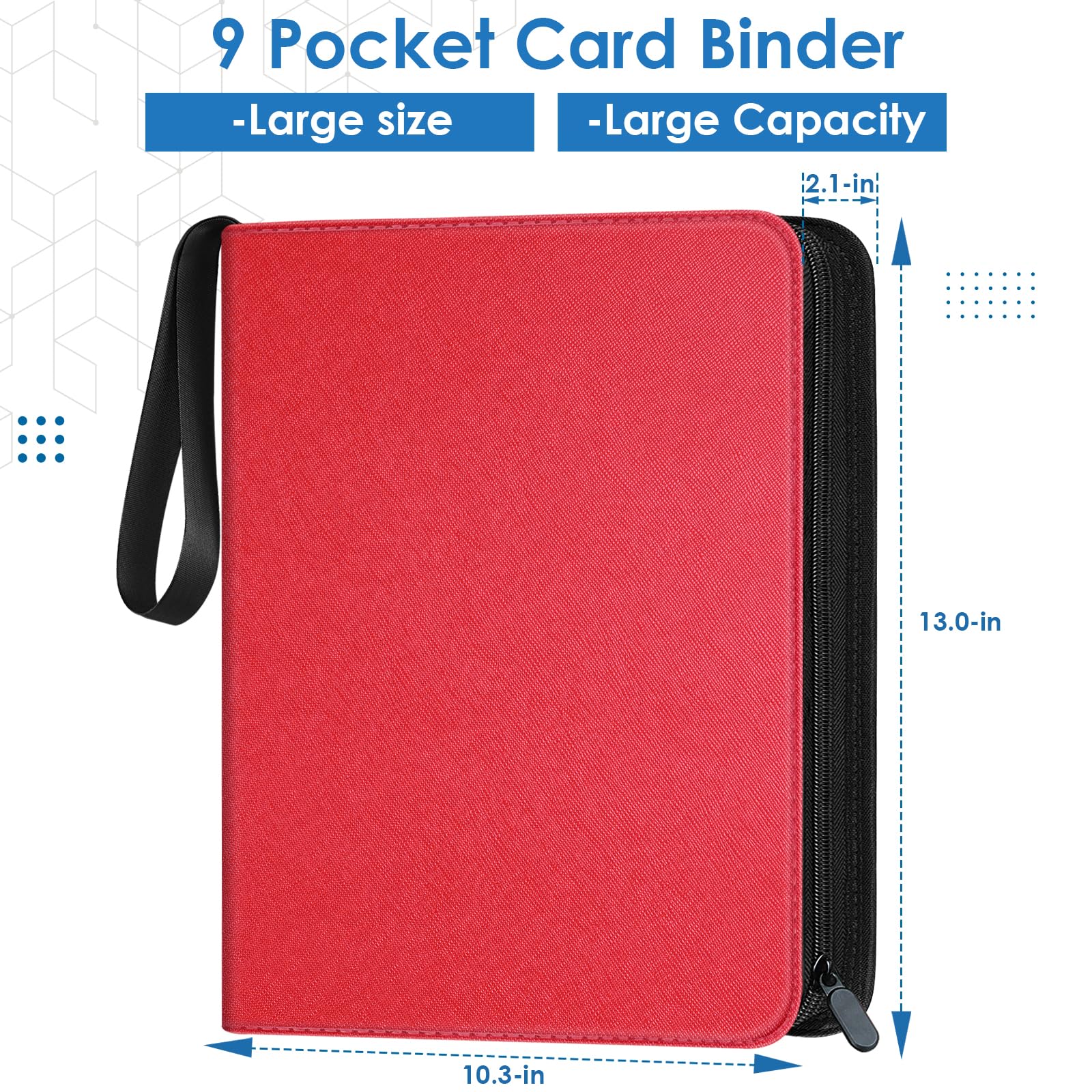 Homthy Red 900-Pocket Card Binder – Durable Pu Leather 9-Pocket Album for Protecting & Displaying Trading Cards, Sports Cards, and Game Cards