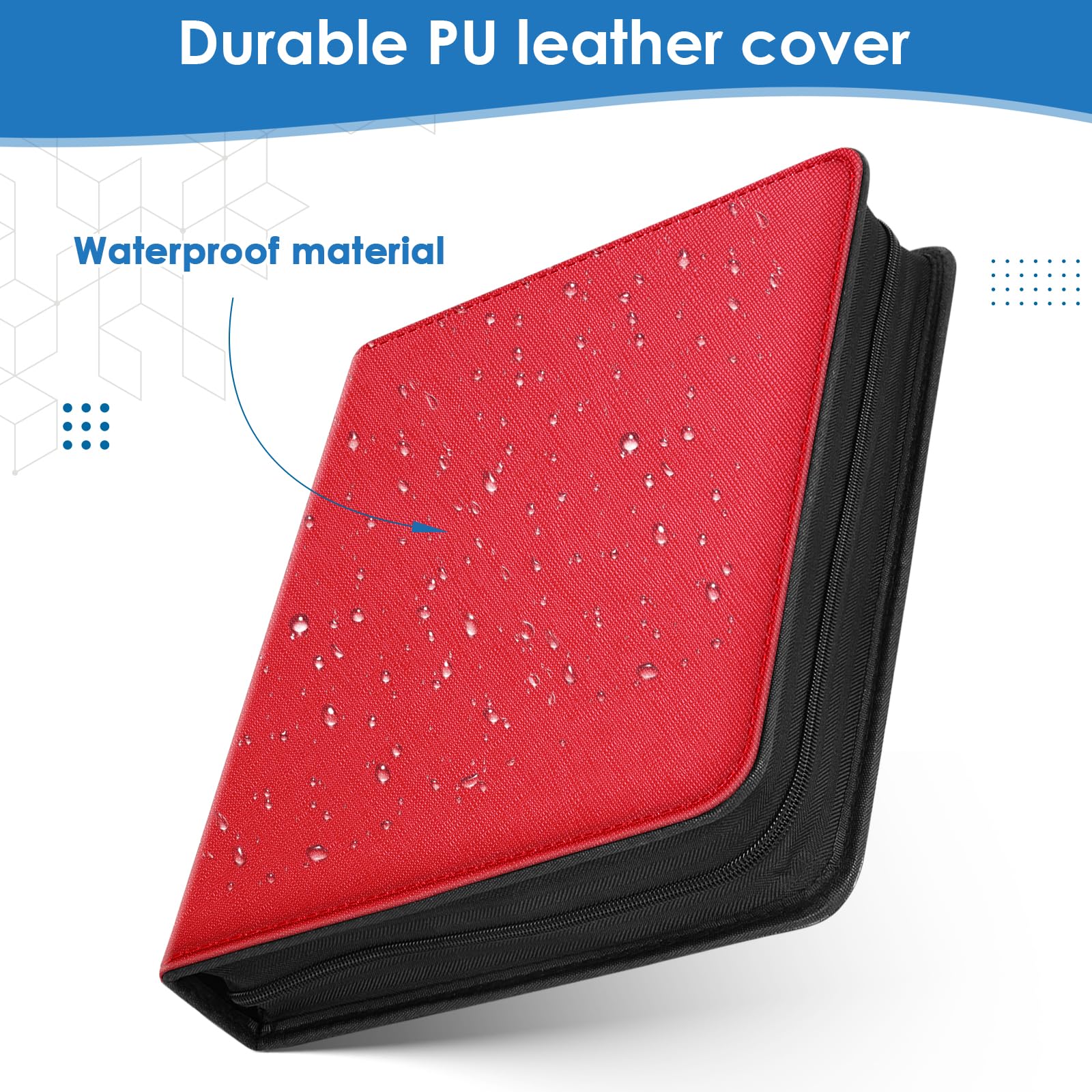 Homthy Red 900-Pocket Card Binder – Durable Pu Leather 9-Pocket Album for Protecting & Displaying Trading Cards, Sports Cards, and Game Cards