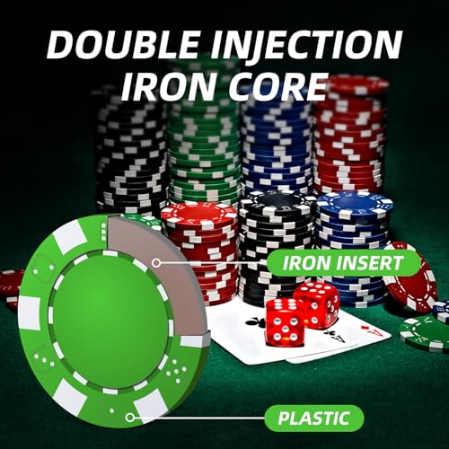 Homwom 100-Piece Poker Chip Travel Set – 11.5g Clay Composite Chips in Cardboard Box with Cards and Dice