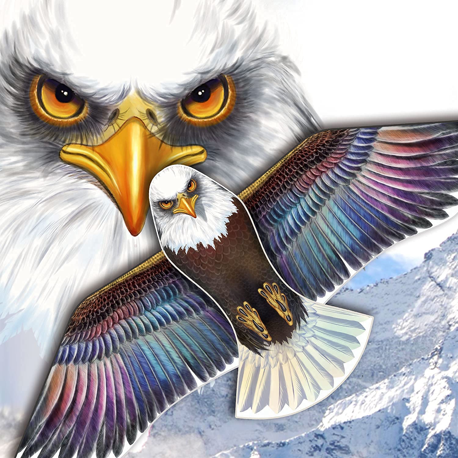 Honbo Eagle Kite: 73-Inch Wingspan, 200ft Line, Ripstop Polyester, for Beach and Outdoor Fun