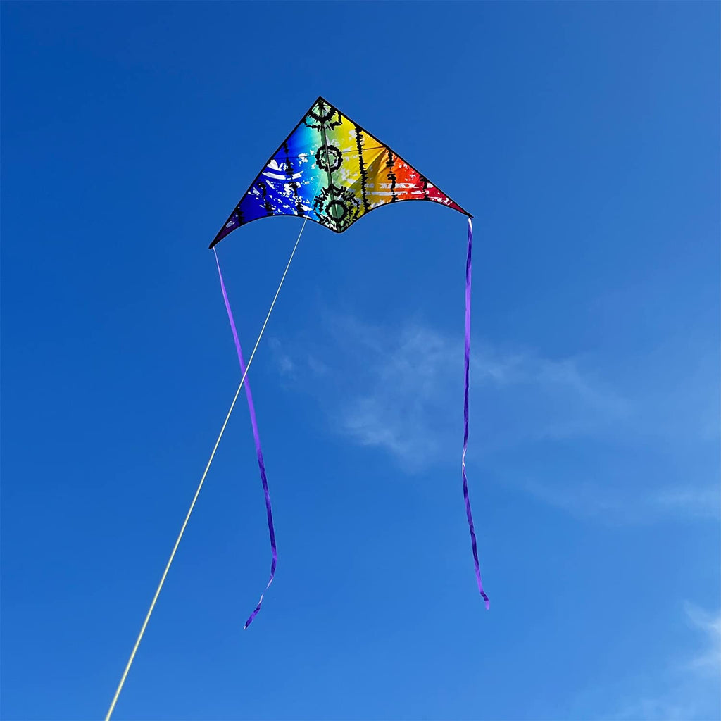 HONBO Large Delta Kite for Kids & Adults – Easy to Fly with Colorful Tail