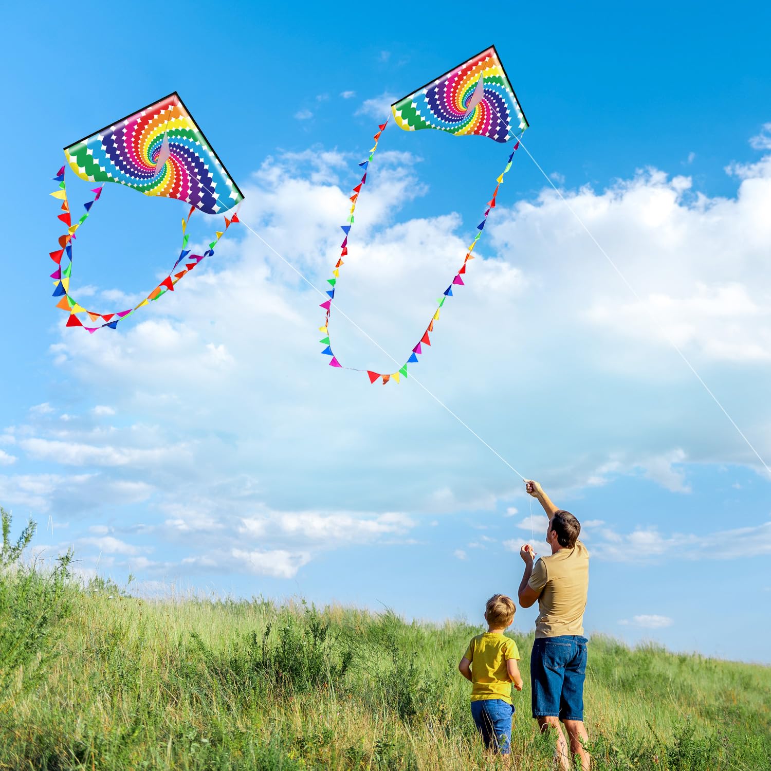 Honbo Lollipop Delta Kite - Large 53.5x30.3 Inch Easy to Fly Kite for Kids and Adults, Includes 200ft Line and Storage Bag