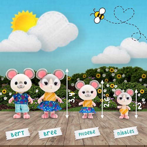 Honey Bee Acres The Cheddars Mouse Family: 4 Miniature Flocked Mouse Figures for Imaginative Play