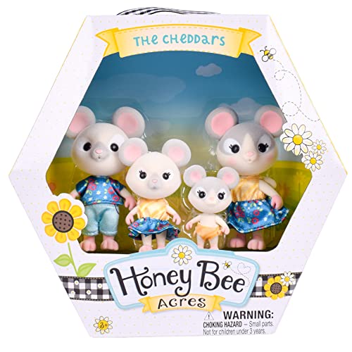 Honey Bee Acres The Cheddars Mouse Family: 4 Miniature Flocked Mouse Figures for Imaginative Play