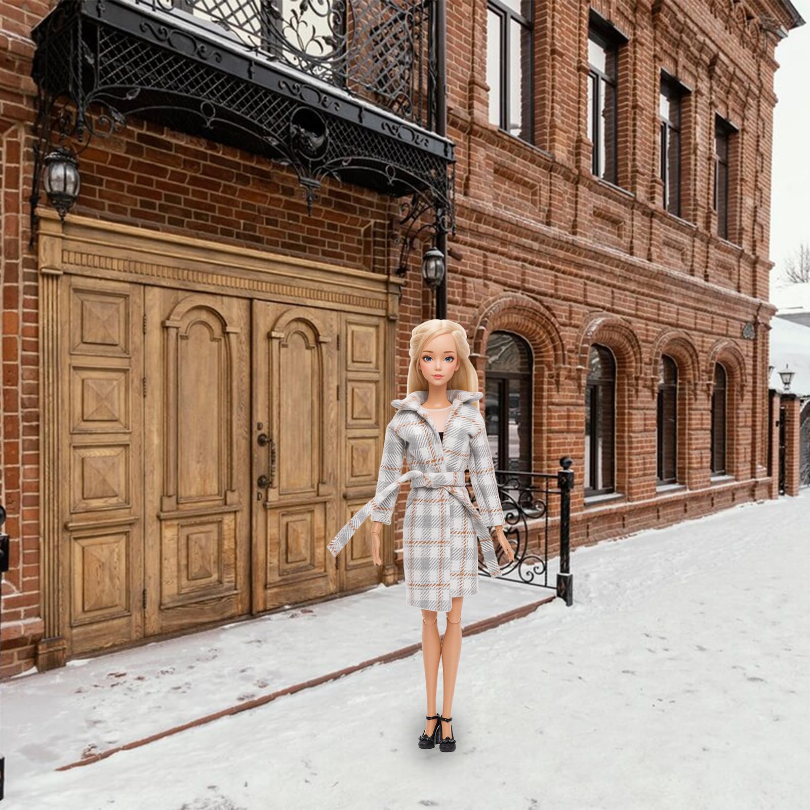 HONLAELLA 13-Piece Doll Winter Clothes Set - 3 Outfits with Shoes and Skiing Accessories for 11.5-Inch Dolls