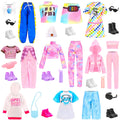 HONLAELLA 24-Piece Doll Clothes & Accessories Set - 8 Sport Outfits, Hooded Dress, Shoes, Sunglasses for 11.5 Inch Dolls