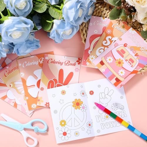Honoson 24-Pack Hippie Boho Mini Coloring Books - 8 Designs, 12 Pages Each, Portable Activity for Kids Parties & Travel