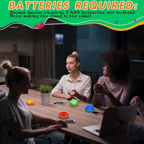 Honoson 4-Pack Recordable Light-Up Buzzers for Trivia, Classroom, and Family Games