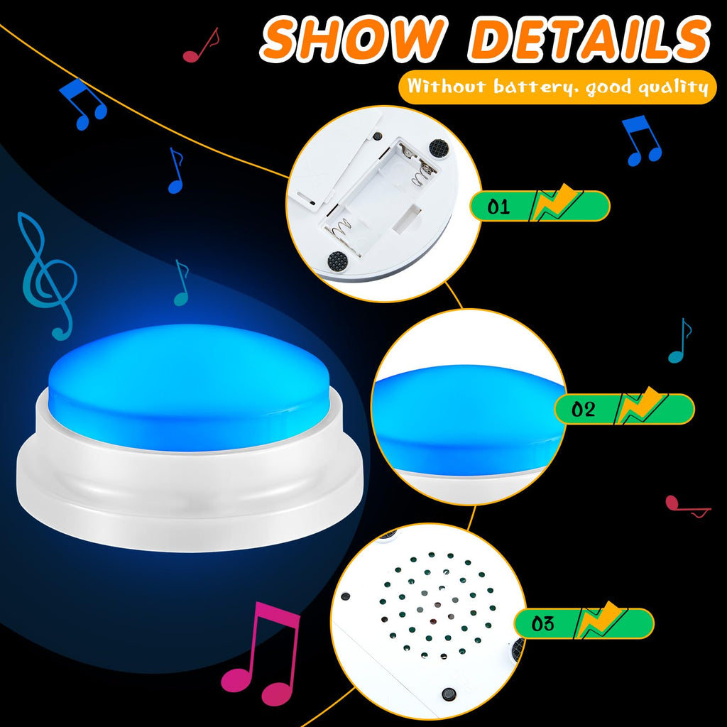 Honoson 4-Pack Recordable Light-Up Buzzers for Trivia, Classroom, and Family Games