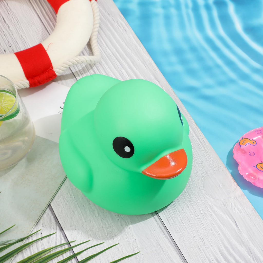 Honoson 6.89-Inch Giant Green Rubber Duck – Large Squeaky Bath Toy for Parties & Pool