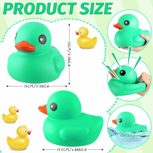 Honoson 6.89-Inch Giant Green Rubber Duck – Large Squeaky Bath Toy for Parties & Pool