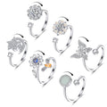 Honsny 6-Piece 14K Gold Plated Anxiety Rings Set for Women - Adjustable Spinner Fidget Rings