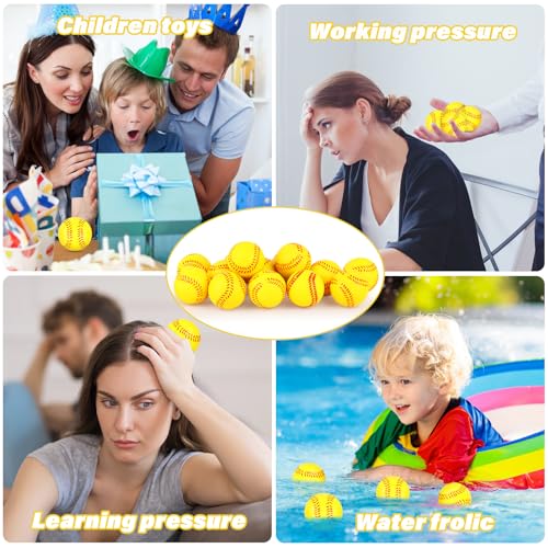Hooqict 25-Pack Mini Foam Softball Stress Balls – 1.6-Inch Squeeze Toys for Party Favors, Classroom Prizes, and Stress Relief