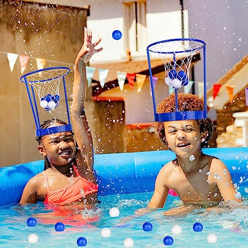 Hooqict 3-Pack Head Hoop Basketball Party Game with 40 Mini Balls - Adjustable Headband for Kids & Adults, Indoor Outdoor Carnival Fun