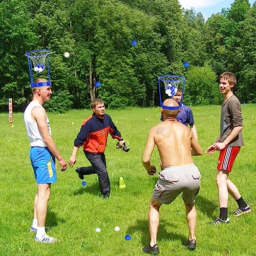 Hooqict 3-Pack Head Hoop Basketball Party Game with 40 Mini Balls - Adjustable Headband for Kids & Adults, Indoor Outdoor Carnival Fun