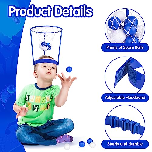 Hooqict 3-Pack Head Hoop Basketball Party Game with 40 Mini Balls - Adjustable Headband for Kids & Adults, Indoor Outdoor Carnival Fun