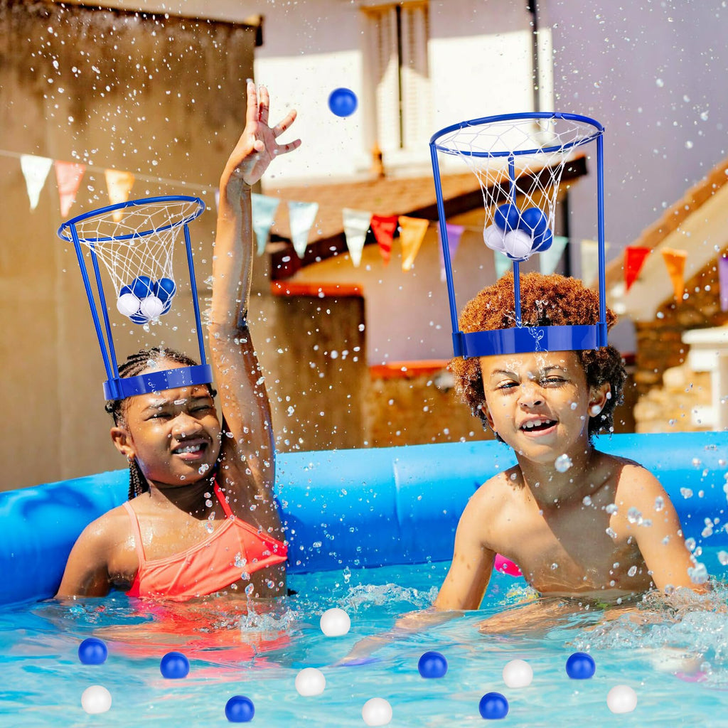 Hooqict 3-Pack Head Hoop Basketball Party Game with 40 Mini Balls - Adjustable Headband for Kids & Adults, Indoor Outdoor Carnival Fun