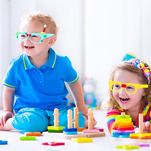 Hooqict 9-Pack DIY Building Brick Glasses Set for Kids Party Favors and Games