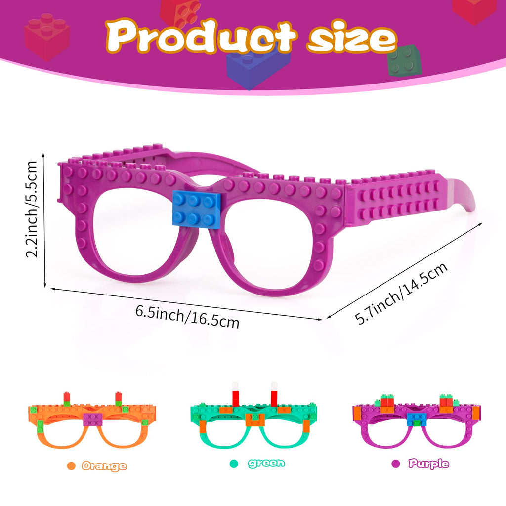Hooqict 9-Piece DIY Building Bricks Glasses Set – Creative Party Favors for Kids
