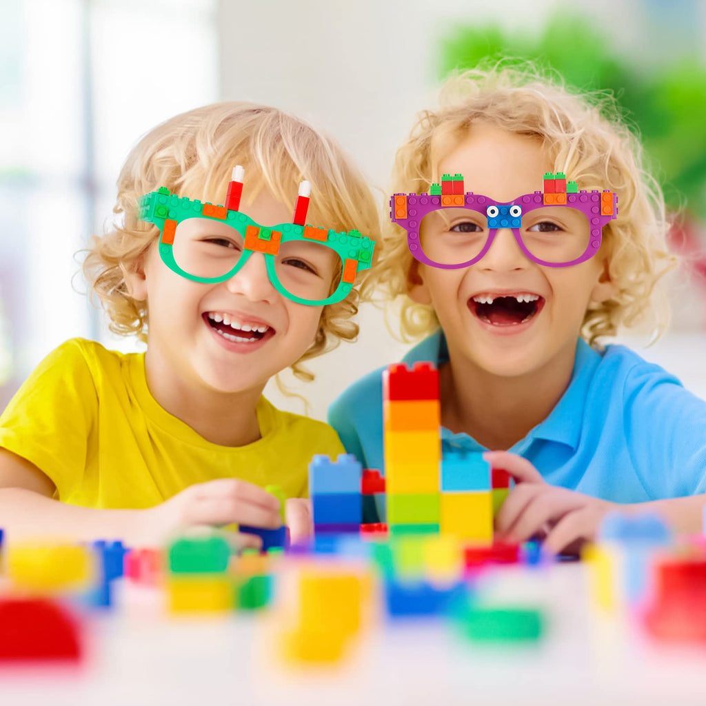 Hooqict 9-Piece DIY Building Bricks Glasses Set – Creative Party Favors for Kids