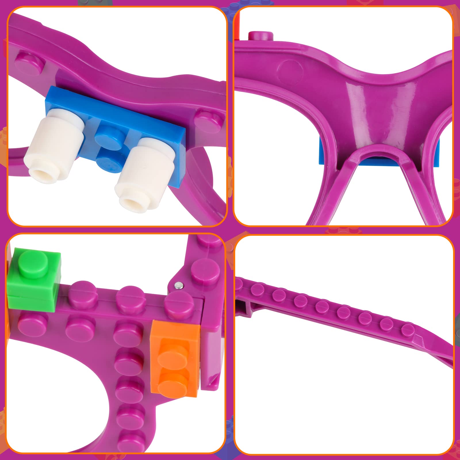 Hooqict 9-Piece DIY Building Bricks Glasses Set – Creative Party Favors for Kids