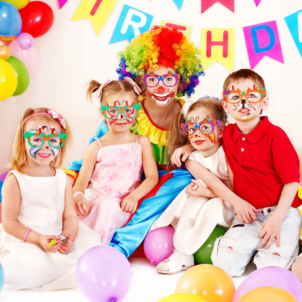Hooqict 9-Piece DIY Building Bricks Glasses Set – Creative Party Favors for Kids