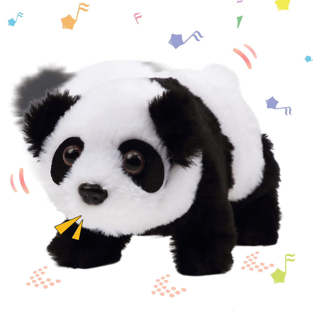 Hopearl Crawling Panda Interactive Plush Toy with Sounds and Movements, 7 Inches
