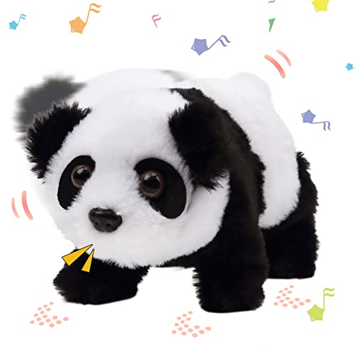 Hopearl Crawling Panda Interactive Plush Toy with Sounds and Movements, 7 Inches