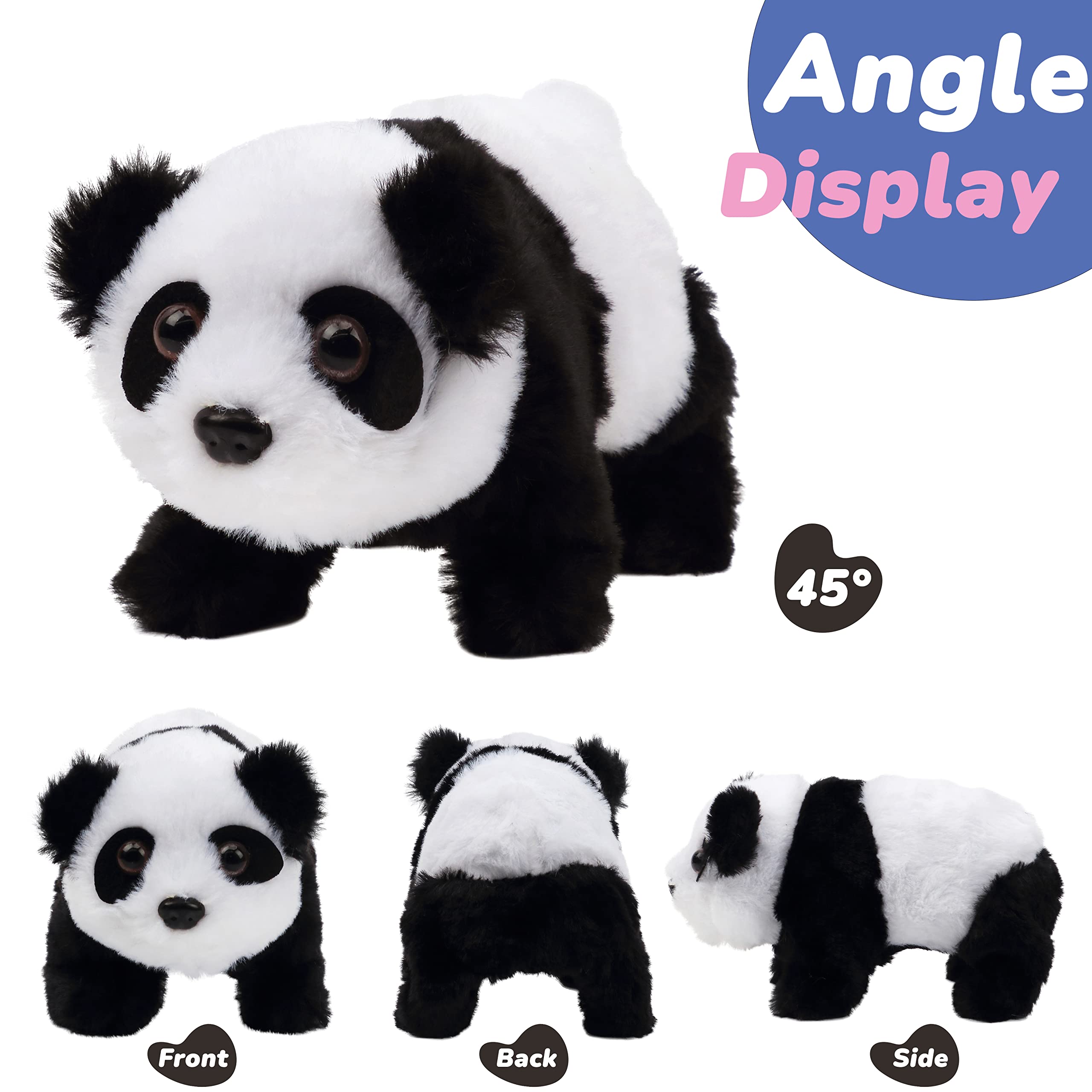 Hopearl Crawling Panda Interactive Plush Toy with Sounds and Movements, 7 Inches