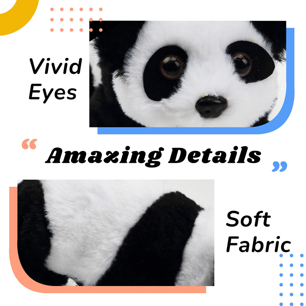 Hopearl Crawling Panda Interactive Plush Toy with Sounds and Movements, 7 Inches