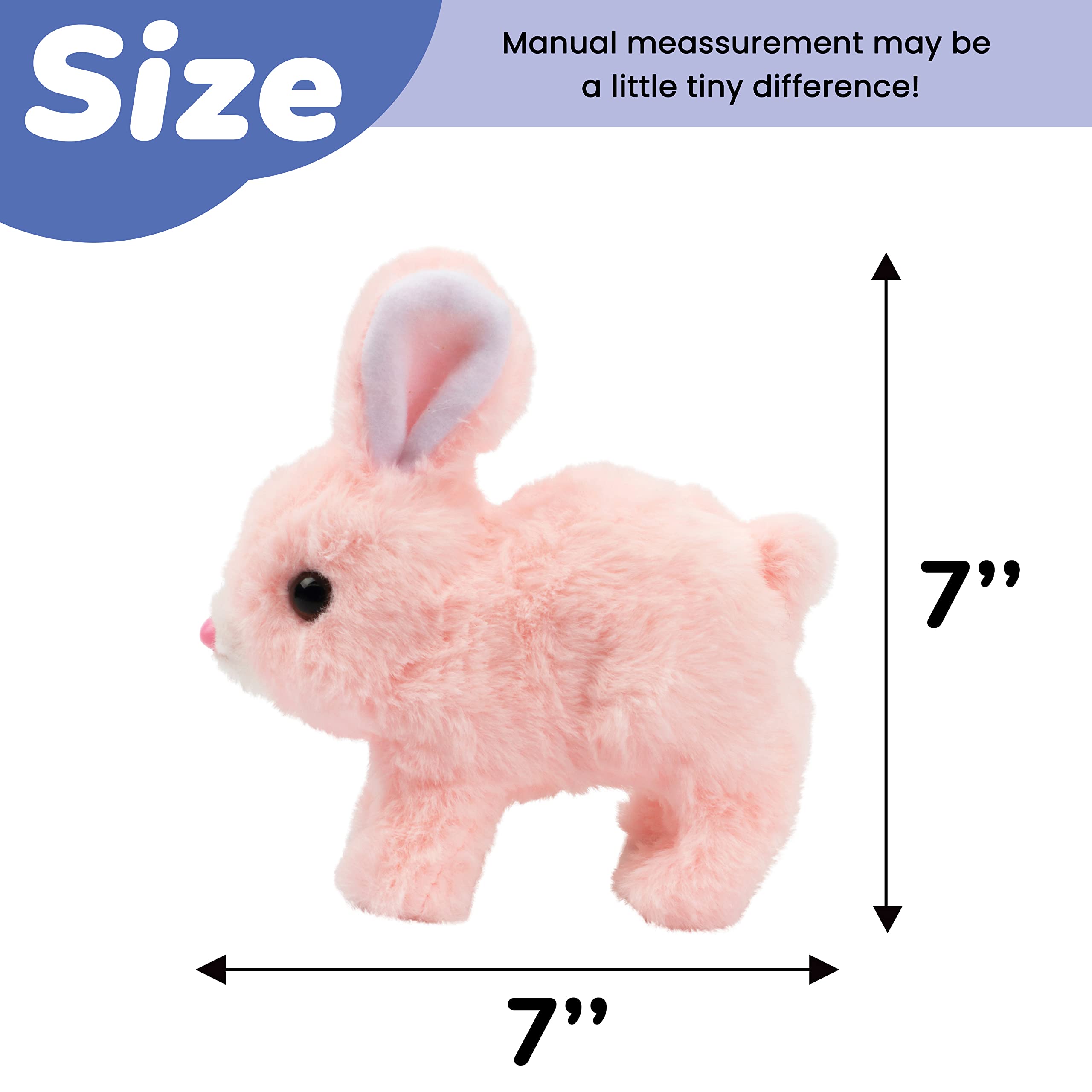 Hopearl Hopping Bunny Interactive Plush Toy, Pink 7" – Animated Wiggle Ears & Twitch Nose