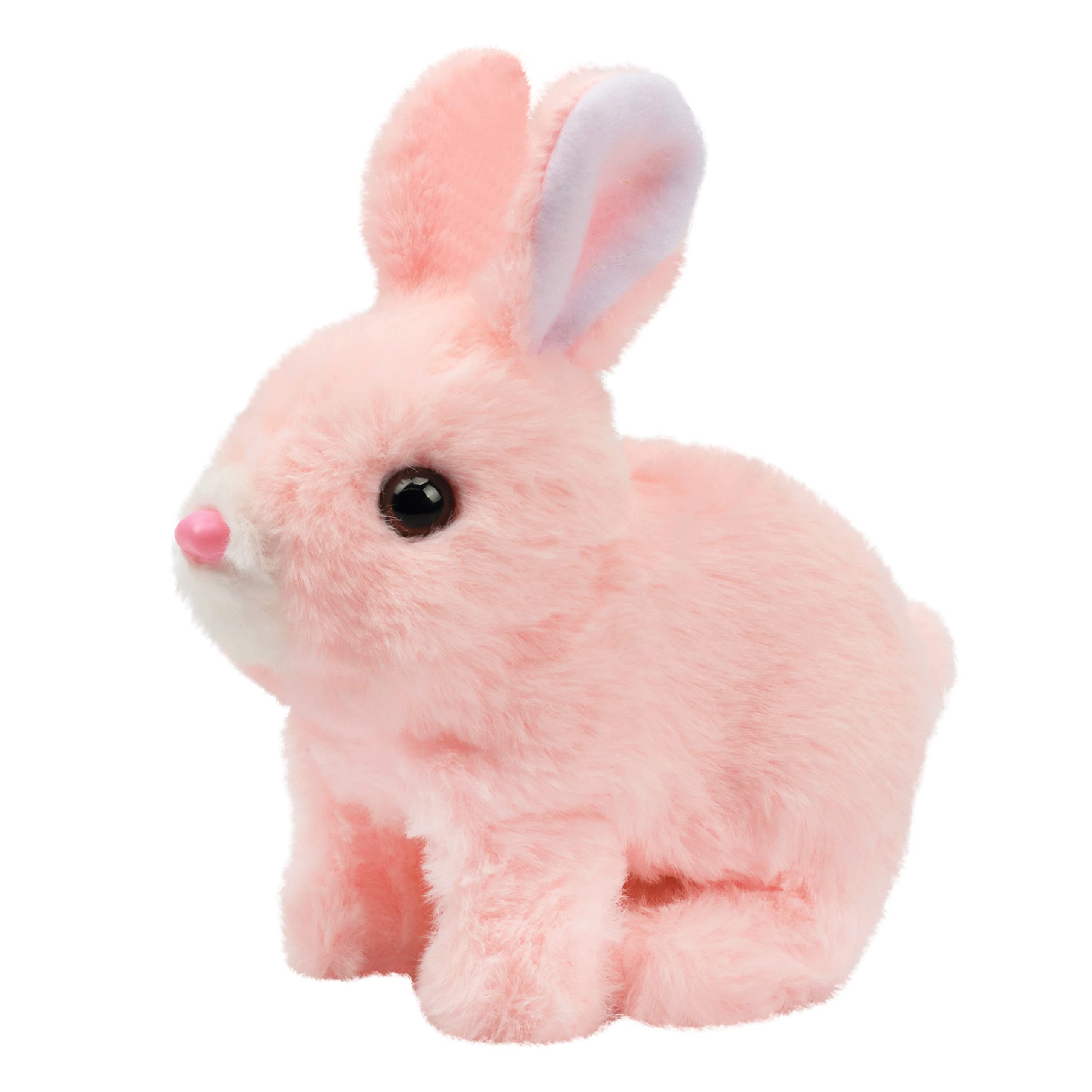 Hopearl Hopping Bunny Interactive Plush Toy, Pink 7" – Animated Wiggle Ears & Twitch Nose