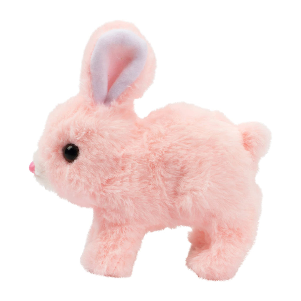 Hopearl Hopping Bunny Interactive Plush Toy, Pink 7" – Animated Wiggle Ears & Twitch Nose