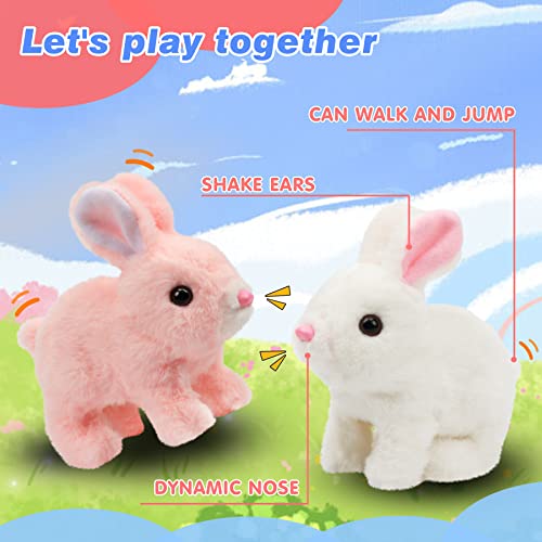 Hopearl Hopping Rabbit Interactive Electronic Pet Plush Bunny Toy – 7-Inch Animated Walking Bunny with Sounds and Movements for Toddlers