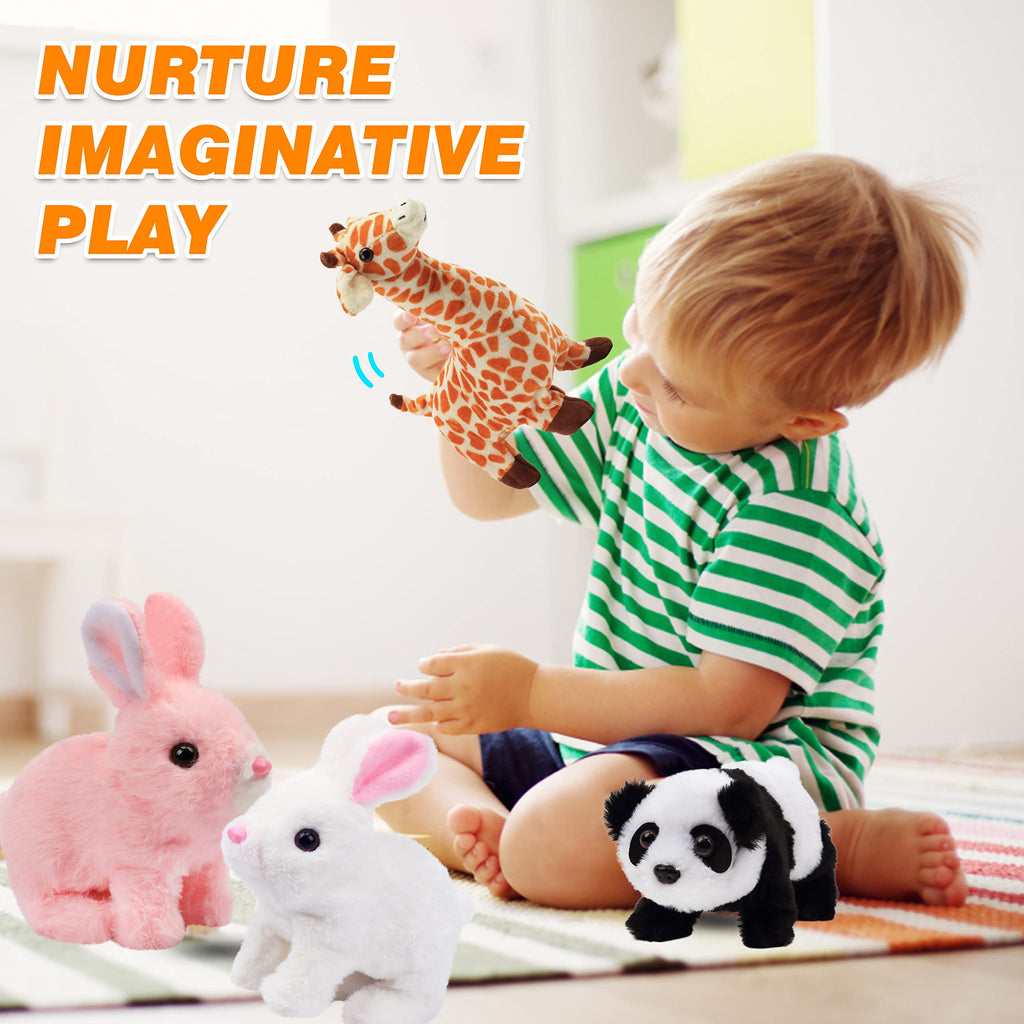Hopearl Hopping Rabbit Interactive Electronic Pet Plush Bunny Toy – 7-Inch Animated Walking Bunny with Sounds and Movements for Toddlers