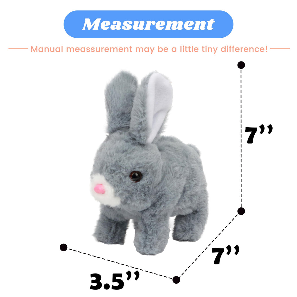 Hopearl Hopping Rabbit Interactive Electronic Pet Plush Toy - Gray, 7-inch Animated Bunny with Sounds and Movements