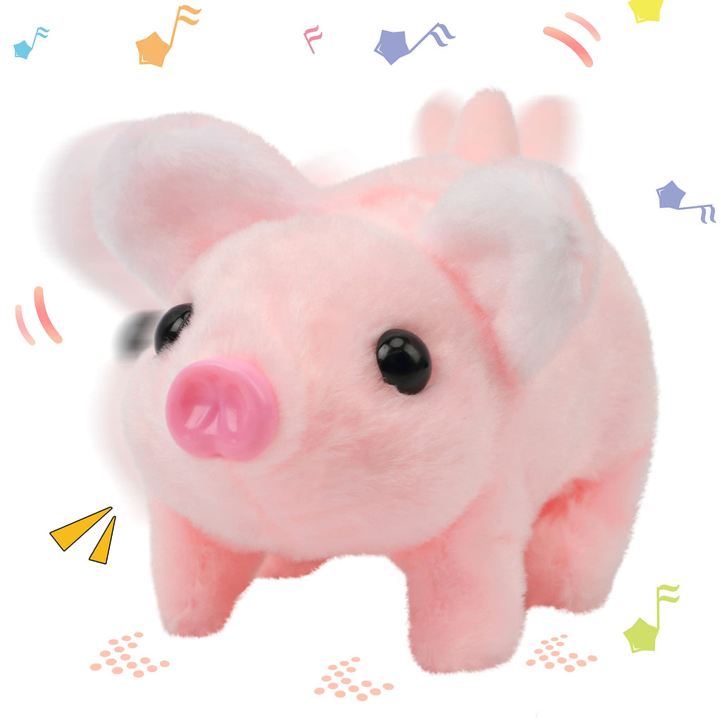 Hopearl Walking Piggy Toy - Interactive Crawling Piglet with Sounds, 8 Inch Pink Plush