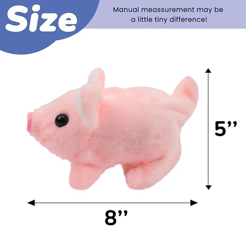 Hopearl Walking Piggy Toy - Interactive Crawling Piglet with Sounds, 8 Inch Pink Plush