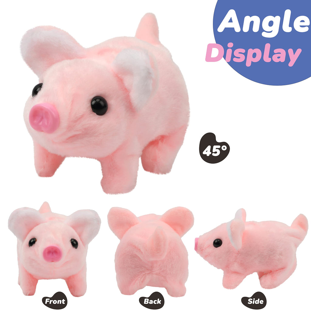 Hopearl Walking Piggy Toy - Interactive Crawling Piglet with Sounds, 8 Inch Pink Plush