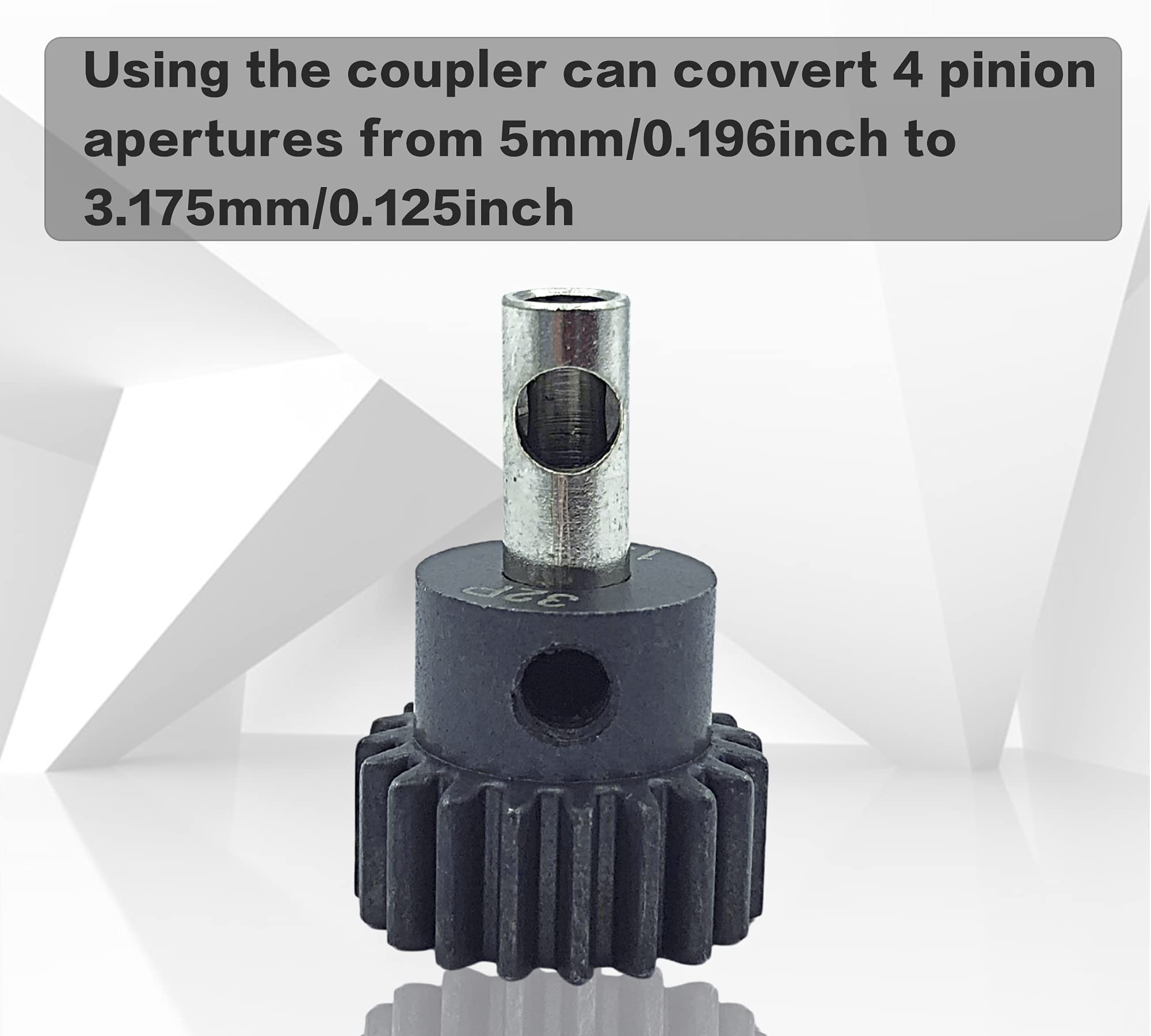 HOPLEX 32P Hardened Steel Pinion Gear Set 14T 16T 18T 20T with 3.175mm Coupler for RC