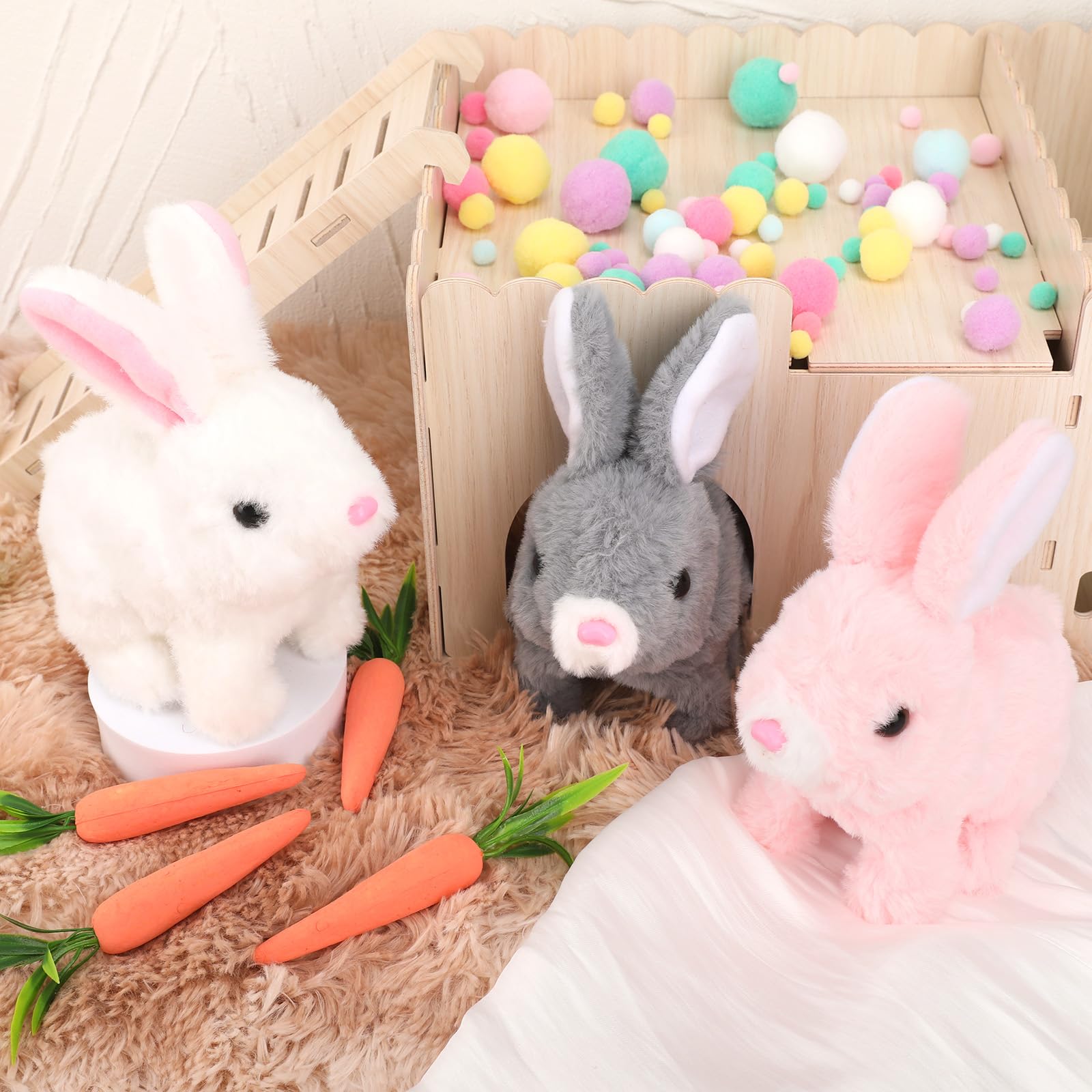 Hopping Plush Bunny Toy with Realistic Movements, Sound, and Wiggling Ears – Safe Soft Rabbit for Kids