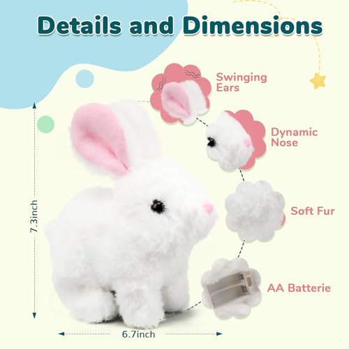 Hopping Plush Bunny Toy with Realistic Movements, Sound, and Wiggling Ears – Safe Soft Rabbit for Kids