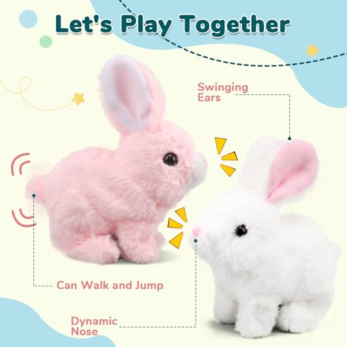 Hopping Plush Bunny Toy with Realistic Movements, Sound, and Wiggling Ears – Safe Soft Rabbit for Kids