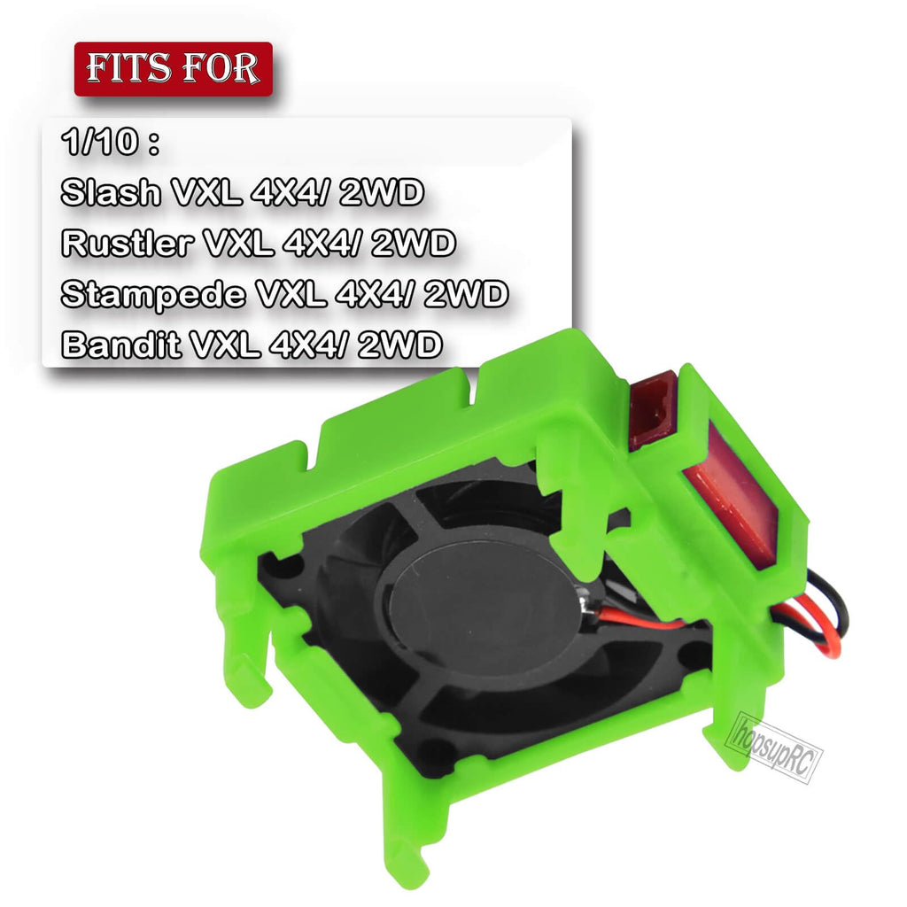 hopsupRC VXL-3s ESC Motor Cooling Fan Heatsink Upgrade for Traxxas 1/10 Slash/Rustler/Stampede VXL 4WD 2WD, Aluminum High Velocity Fan, Green (Replaces #3340)